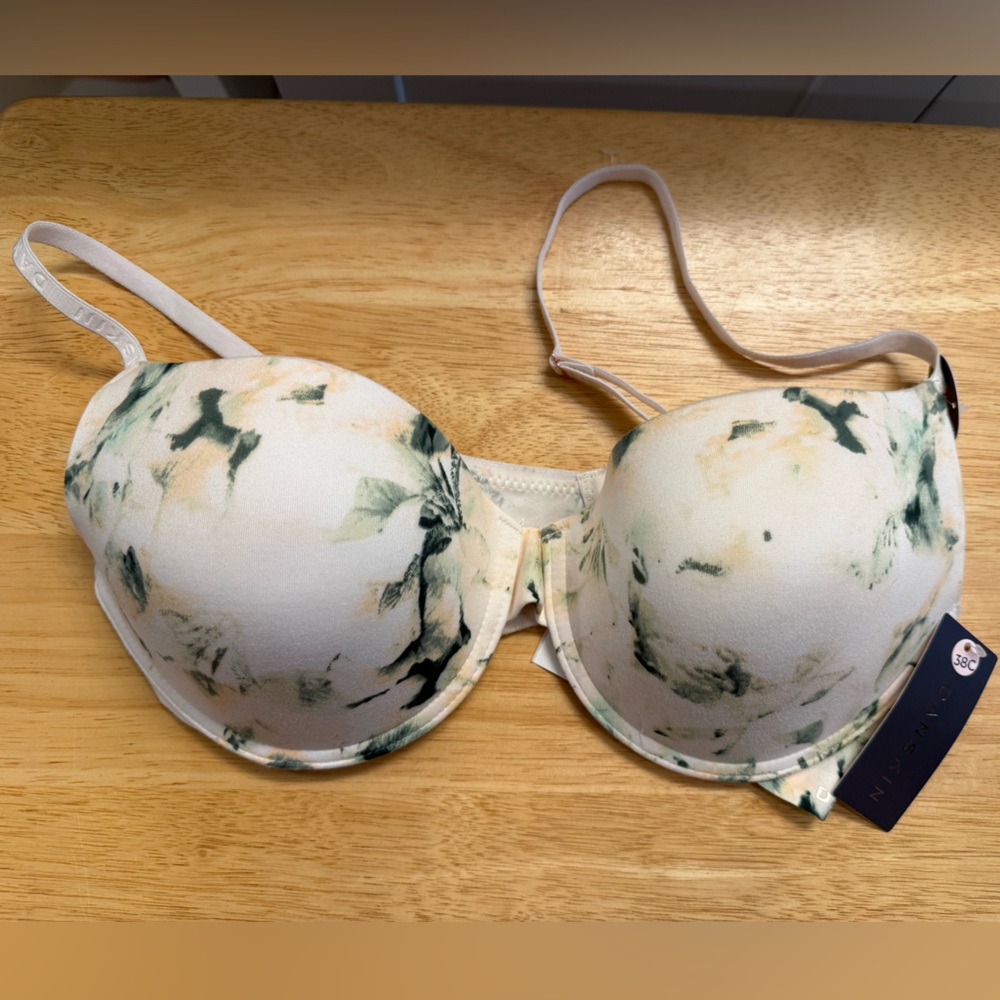 Danskin Floral Print Bra - Cream and Green